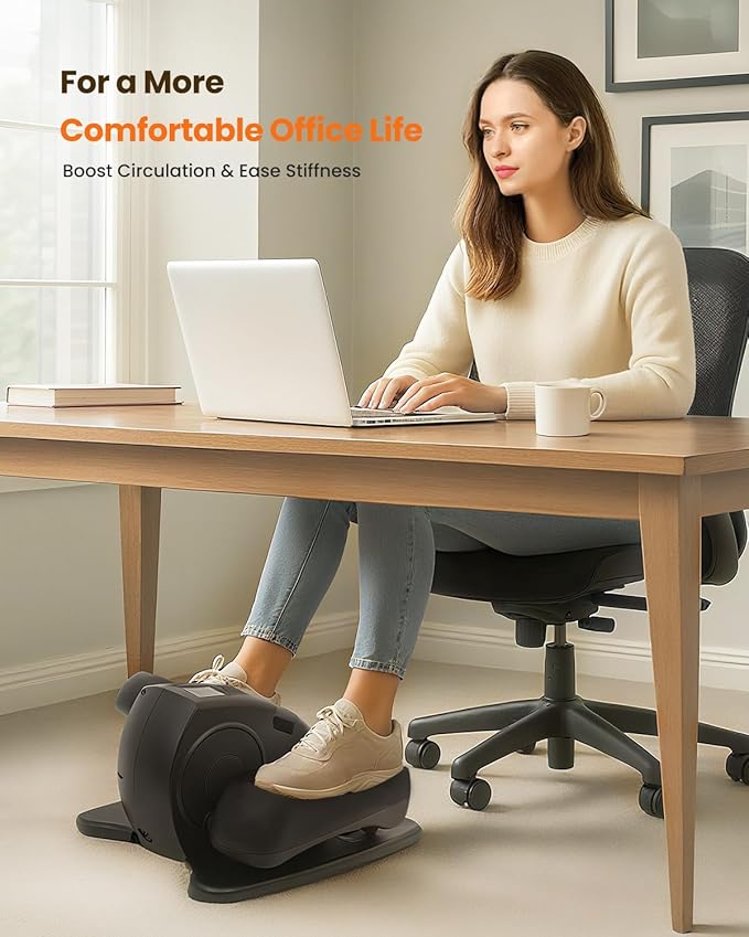 Under Desk Elliptical Machine, Ellipse Leg Exerciser as Seen on TV with Remoter, Quiet Electric Seated Pedal Exerciser, Mini Leg Exercise While Sitting for Seniors, Manual & Auto Mode