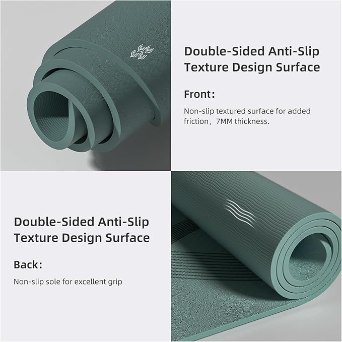Yoga Mat High Density Exercise Mat, 76"x32"x0.27"Thick Wide & Large Yoga Mat for Women Men, Professional POE Workout Mat for Yoga, Pilates, Fitness & Stretching