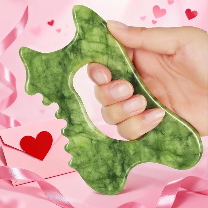 6-in-1 Jade Stone Body Gua Sha Facial Tools - Lymphatic Drainage Tool, Face Sculpting Tool & Acupressure tool - Body Guasha Tool, Trigger Point Massage Tool for Fascia Massage Valentine's Day Gifts