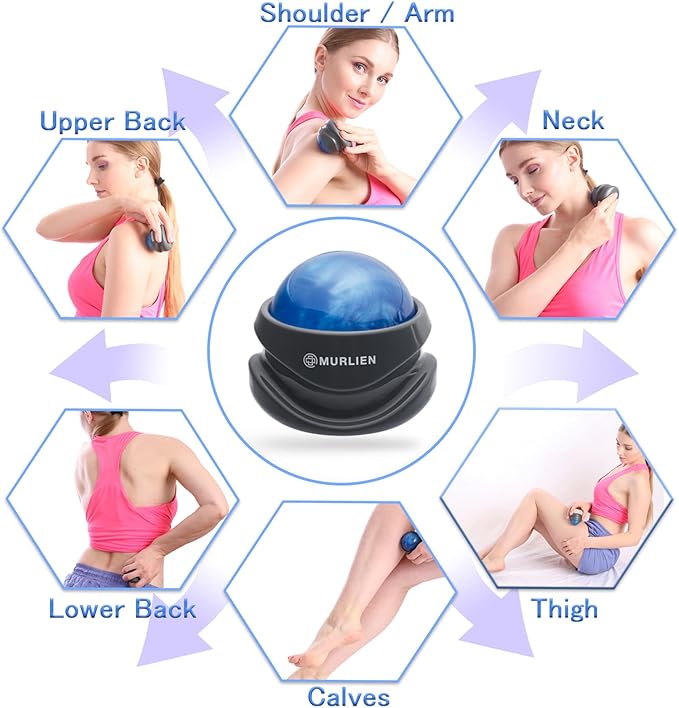 Massage Roller Ball, Tight and Sore Muscles Relief, Manual Massager, Alleviating Shoulder, Arms, Back, Legs, Calves or Muscle Tension