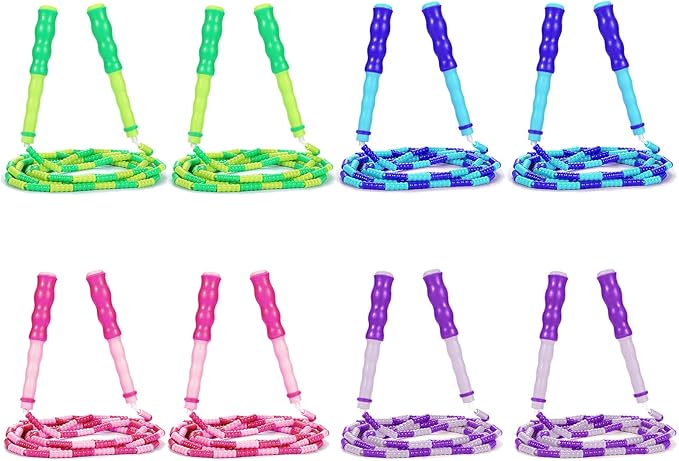 Supertrip Jump Rope Kids-Soft Beaded Skipping Rope Adjustable Tangle-Free Segmented Jumping Rope for Children and Students