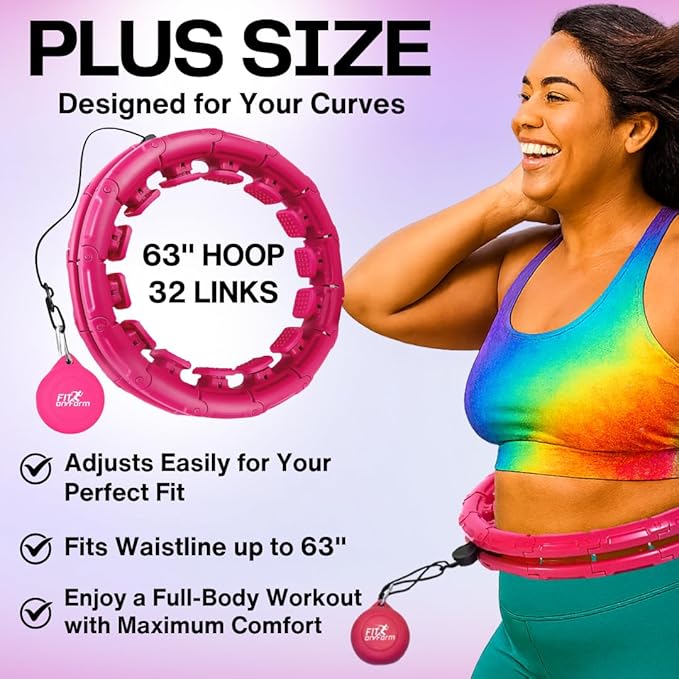 FIT ON FORM Infinity Weighted Hula Hoop for Adults Weight Loss, Smart Exercise Hola Circle Hoop for Women Abs Workout