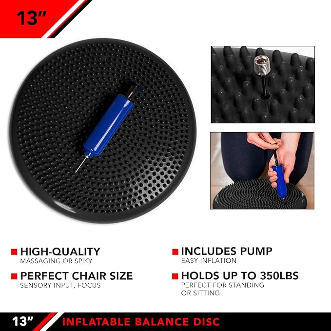 JFIT Inflatable Balance and Stability Disc, Black, 13-Inch