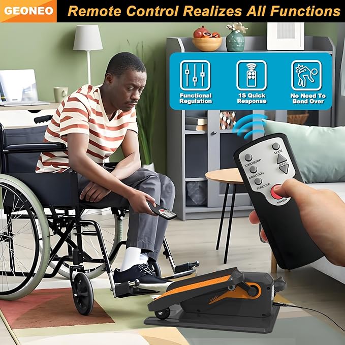 Under Desk Elliptical Machine, Electric Elliptical Exerciser for Senior, Quiet and Small Electric Seated Pedal Exerciser for Home with Remote Control and 12 Adjustable Speeds
