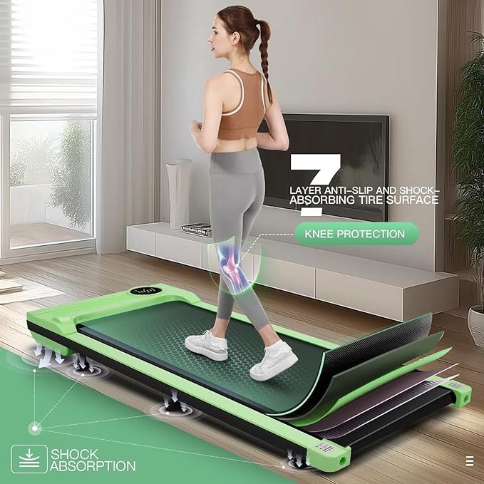 Under Desk Walking Pad for Home Office - 2.5 HP Portable Treadmill With 300 lb Capacity, Compact Jogging Running Machine, Remote Control and LED Display