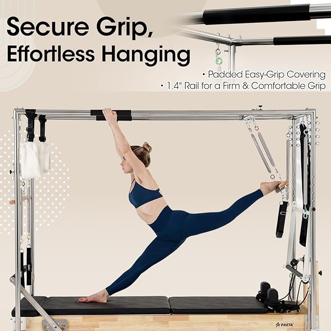 Pilates Reformer, PAETA 92" Wooden Pilates Reformer Machine with Springs, Pilates Machines for Home Use and Studio, Pilates Equipment with Sitting Box, Jump Board and Accessories