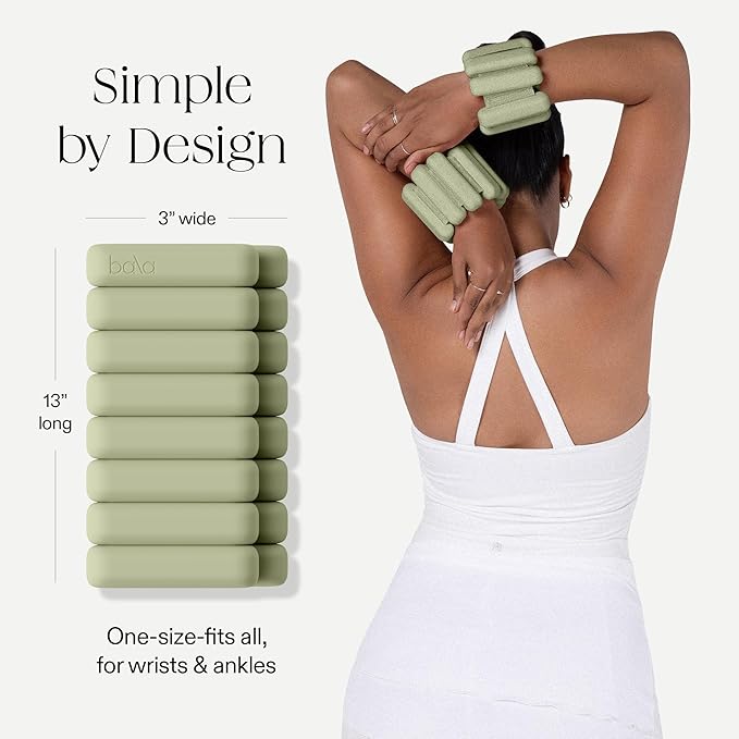 Bala Bangles Wrist & Ankle Weights for Women & Men - Adjustable Weighted Bands - Soft Silicone Arm & Leg Weights for Pilates, Yoga, Walking, Barre, Home Workout & Strength Training Exercise
