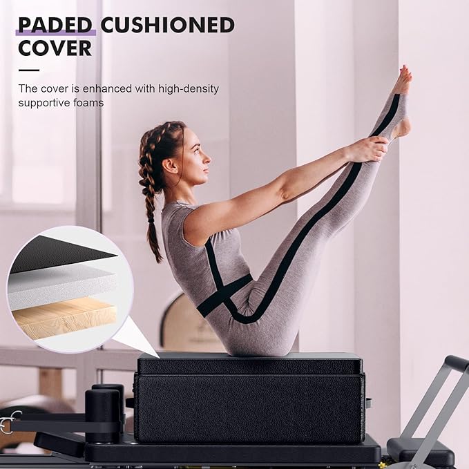 Pilates Sitting Box for Pilates Reformer - Pilates Equipment for Home Gym and Professional Studio Use, Pilates Reformer Accessory for Pilates Exercises