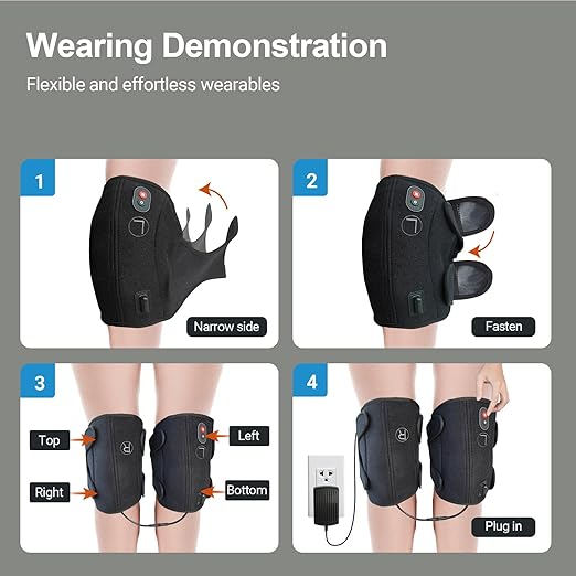 CooCoCo Knee Massager, Heated Knee Massager for Pain Relief, Heating Pad for Knee, Heated Knee Warmers Wrap, 2 Heating Levels, 5 Vibration Modes, 4 Cold Packs