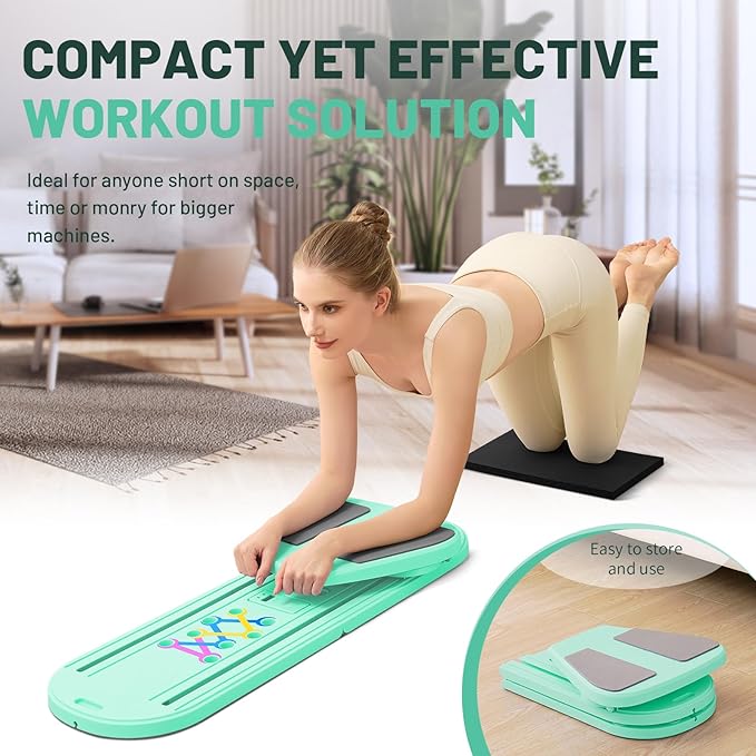 Pilates Board, Newest Multi-Purpose Portable Pilates Reformer Machine for Home, Foldable at Home Pilates Kit, Pilates Board for Home Workout Fitness Exercise, Abs, Pilates Equipment