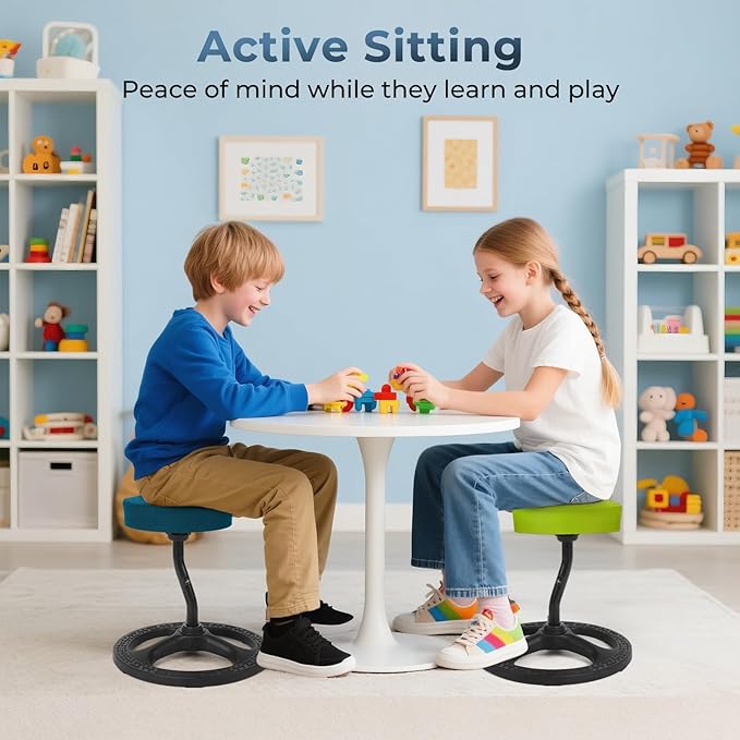 ADHD Chair for Kids, Yoga Chairs for Adults, Wobble Stool Active Flexible Seating Desk Chair with Non-Slip Base and Washable Seat Cover for Stability, Balance, Yoga, Office, School, Classroom