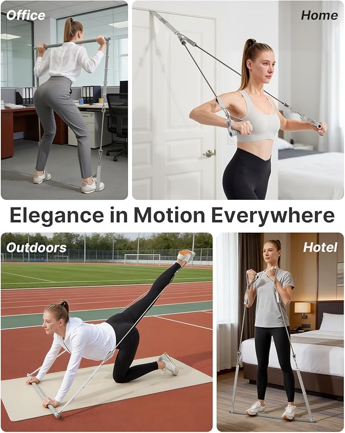 YOTTOY Pilates Bar Kit with Resistance Bands - 3-Bar Pilates Workout Equipment for Legs, Hips, Waist & Arms Workout, Portable Home Gym Exercise Equipment for Women & Men