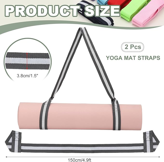 Yoga Mat Straps for Carrying, Adjustable Exercise Mat Sling Holder Multi Purpose Mats Carrier