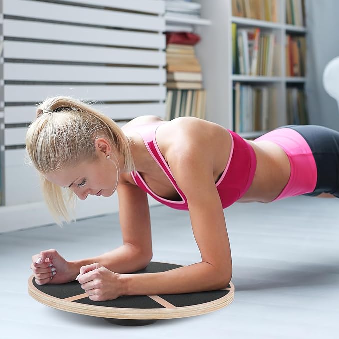 Wooden Wobble Balance Board with 15.5" No-Skid Surface for Core Trainer Physical Therapy, Home Office Exercise Balance Board for Woman & Man