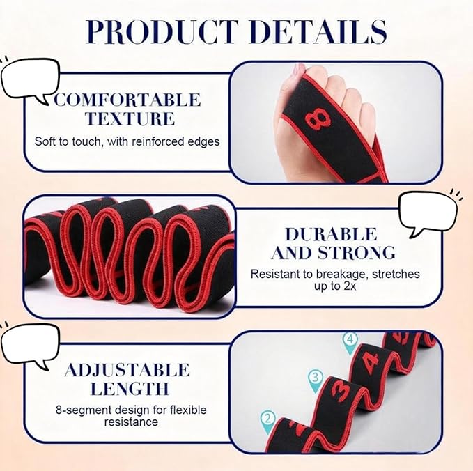 Fitness Resistance Band for Stretching and Yoga,Numbered Resistance Band,Adjustable Fashion Puller Exercise with Clear Markings