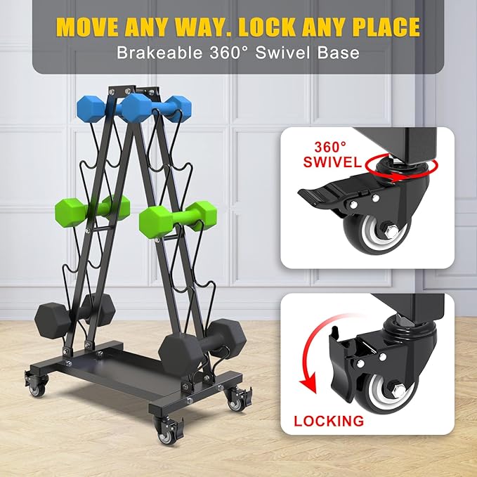 Kipika Heavy Duty 3 Tier Dumbbell Rack Multifunctional, Weight Rack for Dumbbells, Home Gym Equipment, Suitable for Storage of Dumbbell, Kettle Bell, Barbell Plate, Barbell Bar