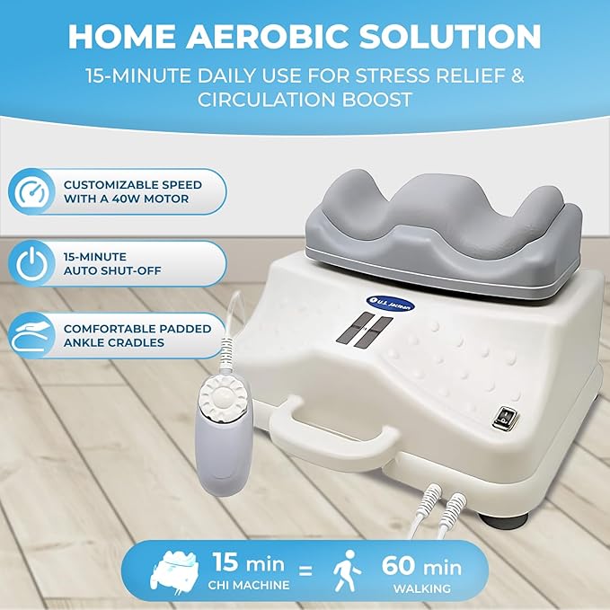 Daiwa Felicity Chi Vitalizer Machine Original - Passive Aerobic Exerciser for Vitality Swing Shaking Exercise - Chi Machine Lymphatic Massager, Comfortable Padded Ankle Cradle for Full Body Relaxation
