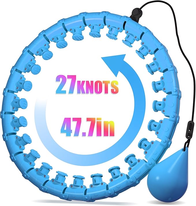 Weighted Hula Infinity Fitness Hoop for Adult Weight Loss, 2 in 1 Smart Fitness Workout Hula Circle Hoops with 27 Detachable Knots, Exercise Fit Hoop Suitable for Women and Beginners