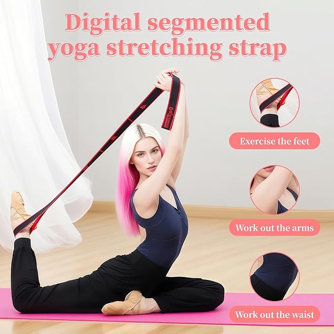 Fitness Resistance Band for Stretching and Yoga, Number Stretch Resistance Band with Clear Markings, 8-Section Elastic Training Bands for Full Body Stretching Shaping
