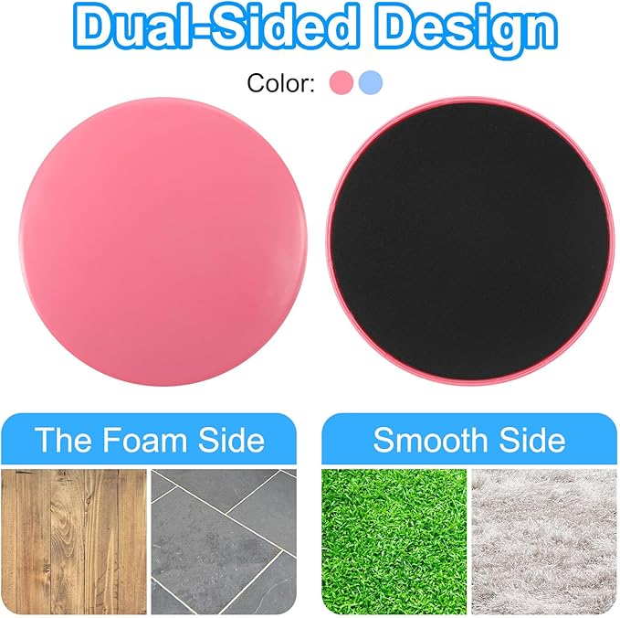 PATIKIL Core Sliders for Working Out 6.9", 8 Packs Dual Sided Exercise Sliders Fitness Workout Discs Strength Slides Discs for Gym Carpet Hardwood Floor, Pink/Blue