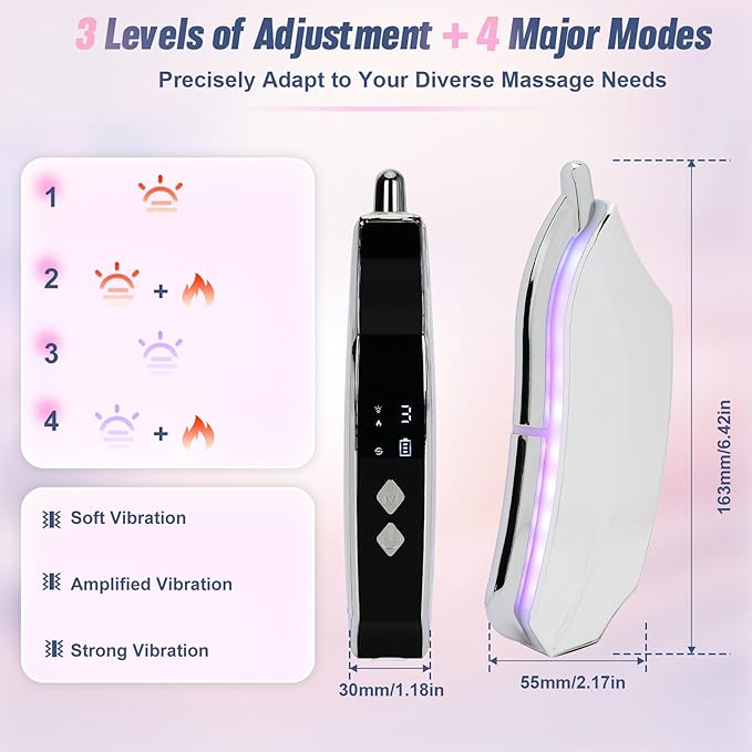 Heated Muscle Scraper, Electric Fascial Knife for Deep Tissue Massage with Heat, Vibration and Microcurrent, Portable Muscle Scraper Tool(Silver), Gua Sha Tool Gift for Athletes, Workers