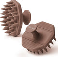 Scalp Massager Shampoo Brush – Silicone Scalp Scrubber for Hair Growth & Dandruff Removal, One-Piece, Non-Slip Handle, Soft Bristles, Wet/Dry Shower Scalp Exfoliator for All Hair Types – Brown