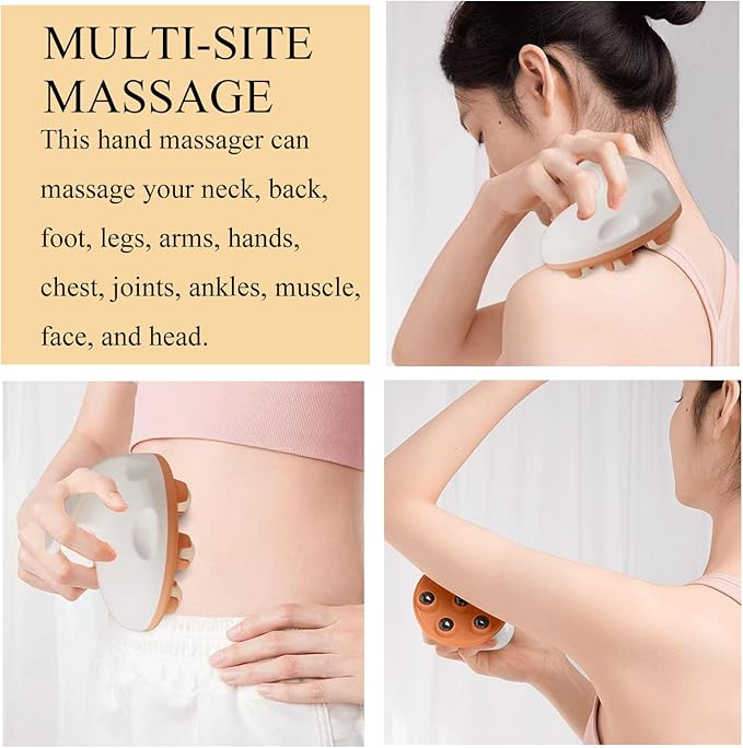 WMM Hand Held Massager, Full Body Massage Tool with Roller Ball Massager Manual 360-degree-roller for Muscle Back Neck Joint Foot Shoulder Leg Pain Relief with Portable Design