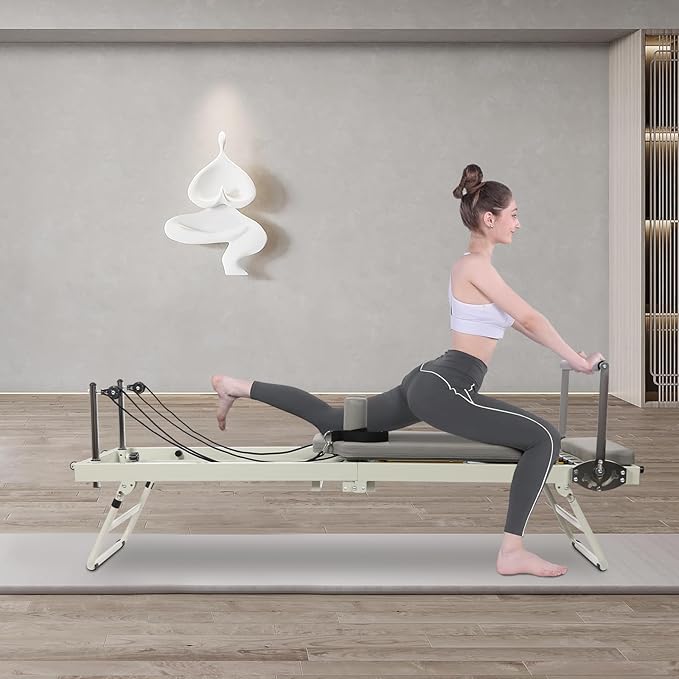 Pilates Reformer Machine, Foldable Reformer Pilates Machine Use Pilates Equipment for Home Workouts with Jump Board, 264.55 Lbs 77.56 x 22.44 x 28.54 Inch