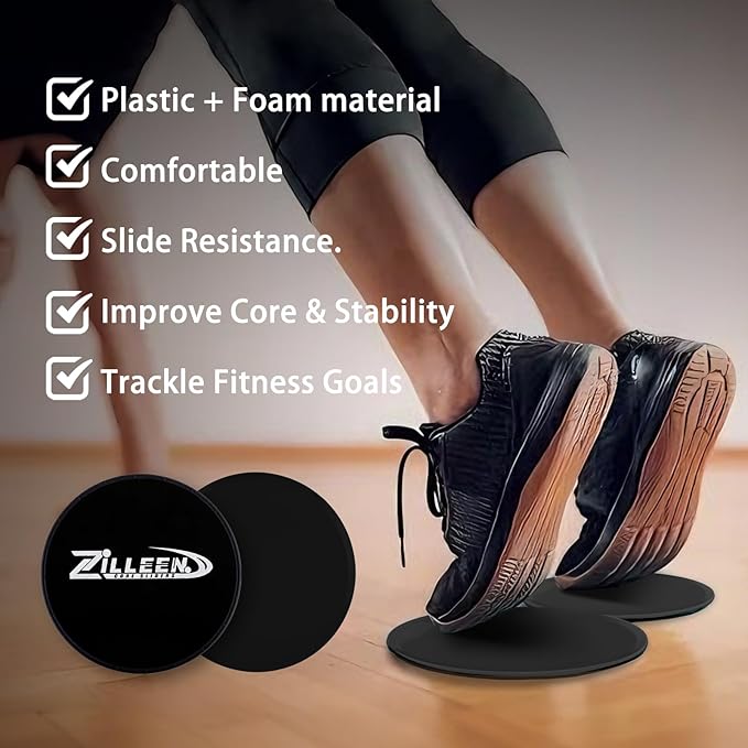 ZILLEEN Exercise Sliders for Working Out Fitness Discs for Pilates Women Men, 2 Pack