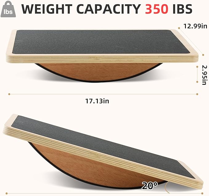 Juoe Balance Board Wobble Board for Adults and Kids - Anti-Slip 350LBS Balance Board for Physical Therapy,Balance Training,Posture Correction,Standing Desk Core Strength Wooden Balance Rocker Board
