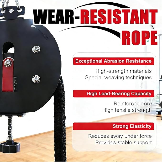 Resistance Trainer Machine, Endless Rope Trainer, 30KG/66LBS Max Adjustable Resistance, Suspension Endless Rope Pulley System, 4m Closed-Loop Nylon Rope, for Interval Resistance Training