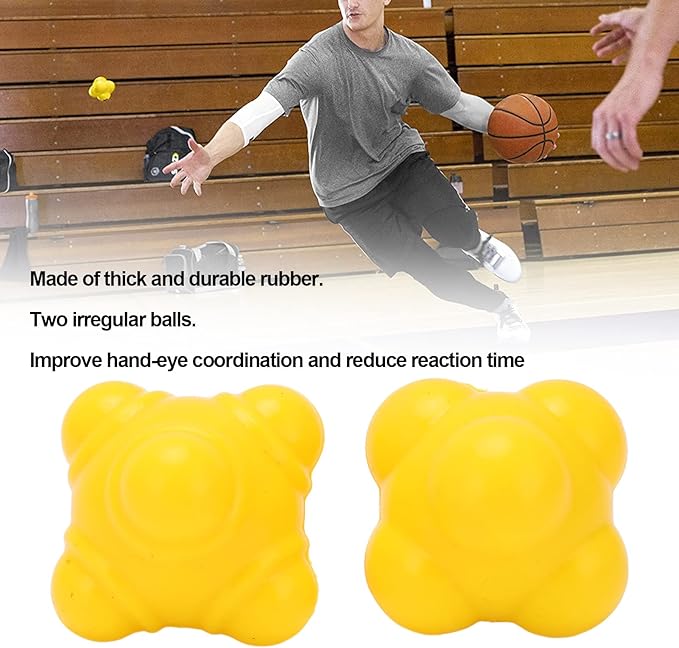 plplaaoo 2pcs Reaction Ball, Reactivity Ball,Field Training Ball, Agility Trainer for Baseball,Irregular Ball Agility Trainer Hand Eye Coordination Training Ball Rubber Reflex Ball