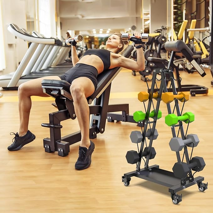 Kipika Heavy Duty 3 Tier Dumbbell Rack Multifunctional, Weight Rack for Dumbbells, Home Gym Equipment, Suitable for Storage of Dumbbell, Kettle Bell, Barbell Plate, Barbell Bar