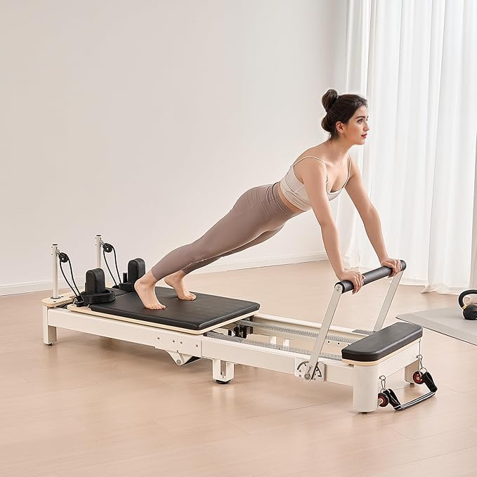 VEVOR Pilates Reformer Machine, Pilates Workout Equipment for Home Gym Studio Use, Pilates Reformer with Sitting Box and Jumpboard，fit for Beginners & Advanced Users