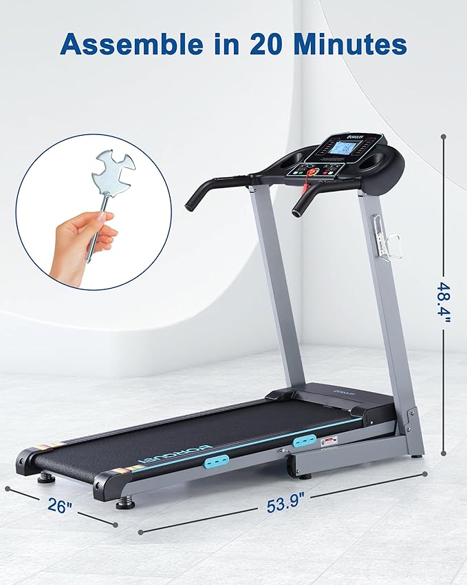 Treadmill with Auto Incline - 300 lb Capacity, 3.0HP Folding Electric Treadmill Up to 8.5 MPH Speed, Running Machine with 17.5" Wide Tread Belt and Bluetooth Speaker for Home Use