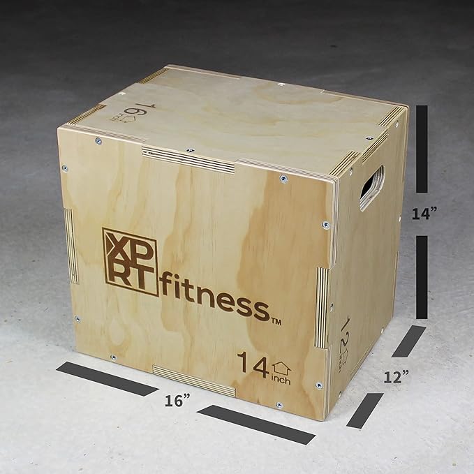 XPRT Fitness 3-in-1 Wooden Plyo Box for CrossFit Jump Training, Plyometric Exercise Box with Multiple Heights, Heavy-Duty Jump Box for Home Gym