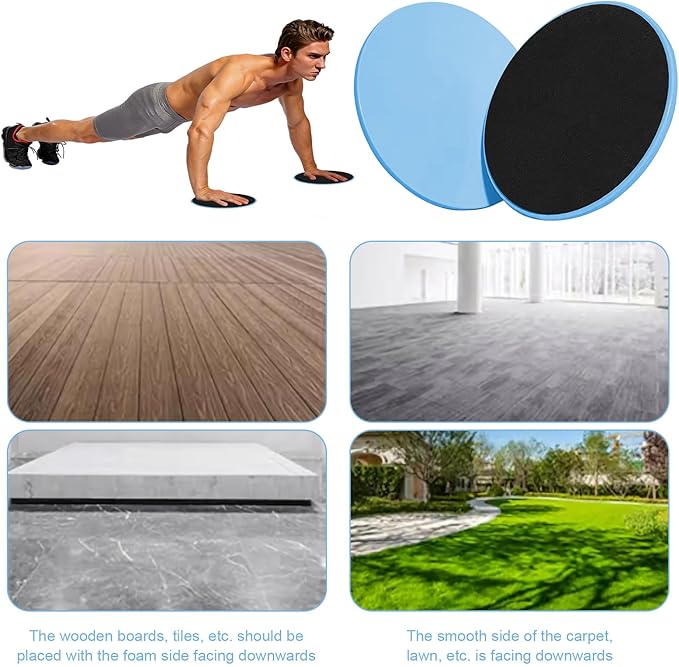 17.5cm/6.89In Round Core Sliders for Working Out,Set of 4 Exercise Core Pilates Sliders,Floor Foot Slider for Exercise 2 Color