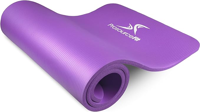 ProsourceFit Extra Thick Yoga and Pilates Mat ½” (13mm) or 1" (25mm), 71-inch Long High Density Exercise Mat with Comfort Foam and Carrying Strap
