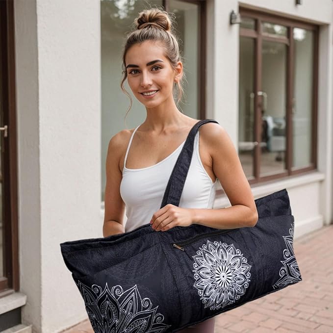 Yoga Mat Bag Yoga Mat Carrier with Shoes Compartment & Wet Pocket Pilates Bag with Zipper Pockets & Yoga Mat Holder Strap Yoga Bags and Carriers Fits All Your Stuff