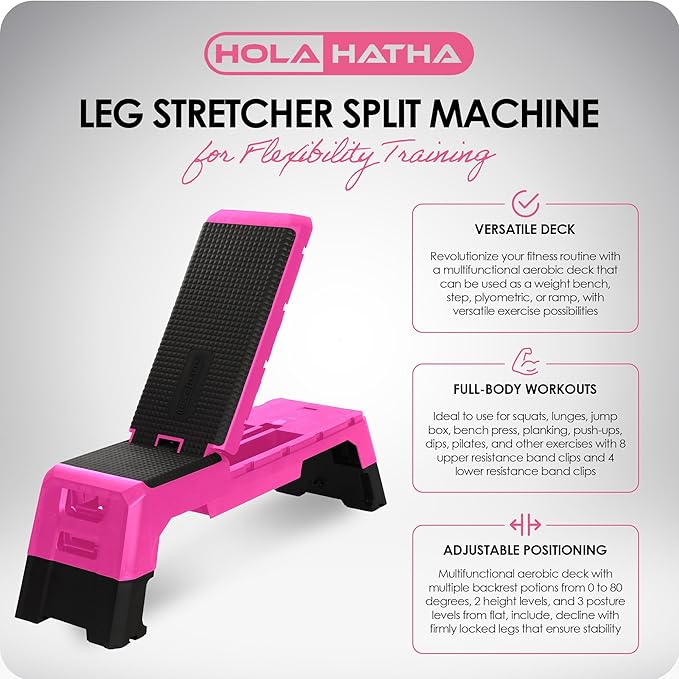 HolaHatha Compact Portable Aerobic Step Platform Exercise Fitness Equipment, Cardio Stepper with Adjustable Height for Home Gym
