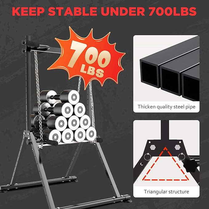 Folding Power Tower Dip Station Pull Up Bar, Multifunctional Pull Up Tower Adjustable Height, Triangular Structure Strength Training Workout Equipment for Home Gym Fitness