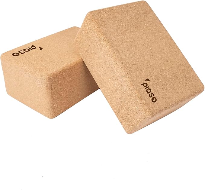 Cork Yoga Block 2 Pack for Pilates, Non-Slip & High Density Blocks for Meditation, Fitness and Stretching, Supportive and Flexibility Brick for Improve Poses Balance