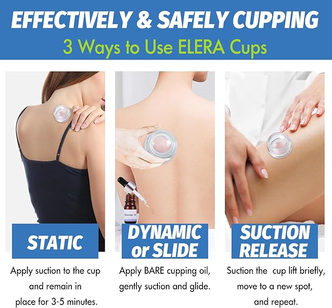 ELERA Cupping Kit for Massage Therapy – Silicone Cupping Therapy Set with 3 Massage Cups (S/M/L), Ideal for Cellulite, Relaxation & Daily Self-Care