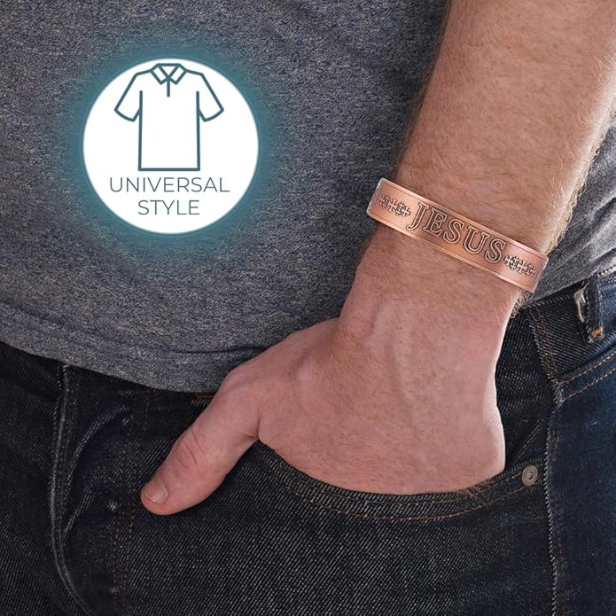 Willis Judd JESUS Men's Pure Copper Magnetic Adjustable Bracelet Bangle
