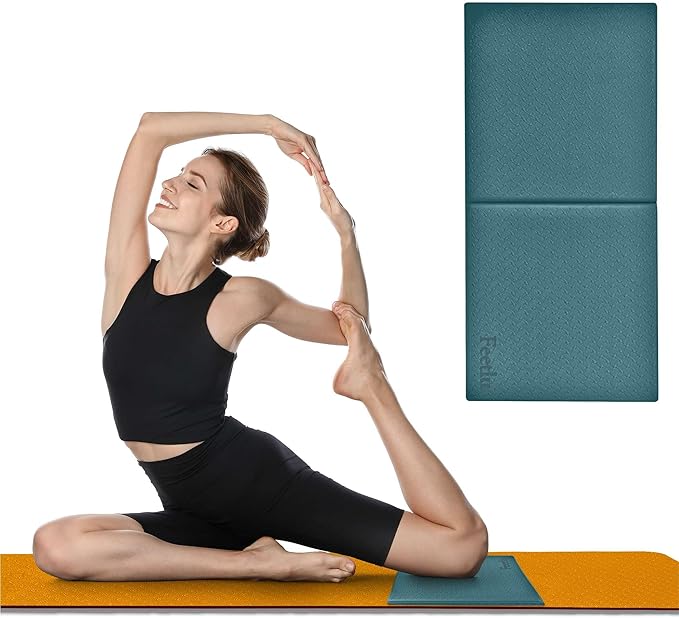 Yoga Knee Pad Cushion Exercise Knee Pad Folding, 1/2" Thick 24"x12" Eliminate Pain During Yoga or Exercise Workout– Extra Thick Padding& Support for Yoga Pilates, Fitness Exercise