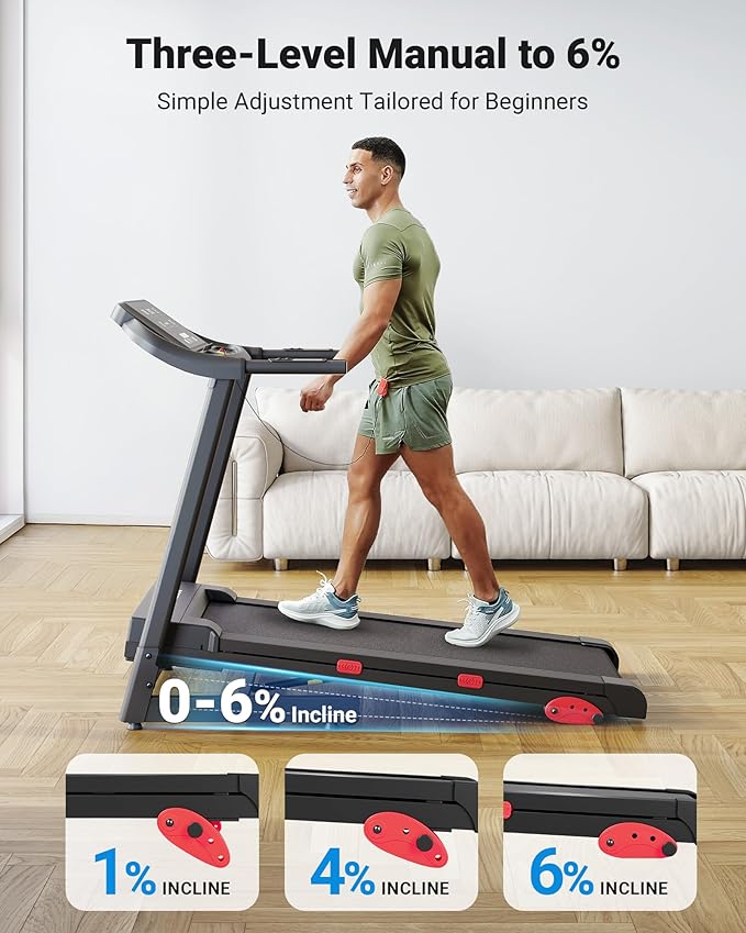 THERUN Incline Treadmill, 0-12% Incline Treadmill for Running and Walking, 300 lbs Weight Capacity, Wide Belt,3.0HP,18" LED Screen, 2 Layers Shock-Absorbing Red