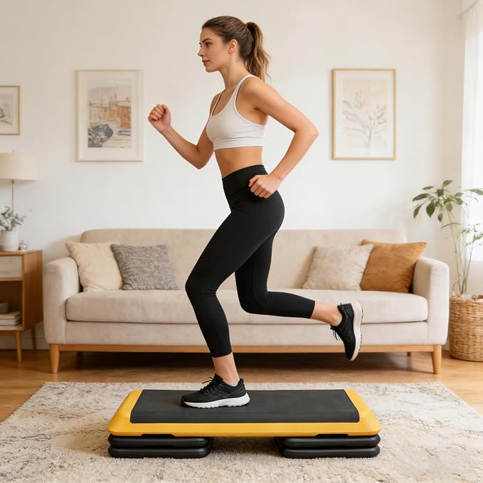 43'' Aerobic Stepper, 4-6-8in Height-Adjustable Exercise Workout Step Platform with 4 Detachable Risers for Home Gym Workout & Training
