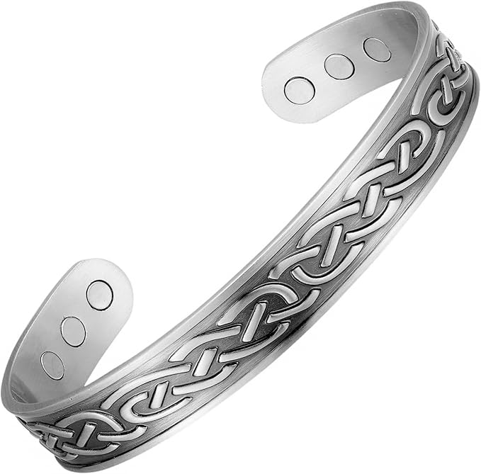 Earth Therapy Pure Copper Celtic Pewter Magnetic Bracelet – Unisex Sport Band with Ultra Strength Magnets - Adjustable