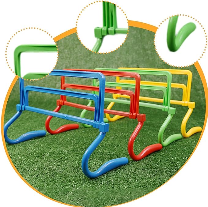 Agility Hurdle Adjustable Obstacles Jumping Bar Set Speed Training Equipment Set for Running Football Indoor Outdoor Pets, Green