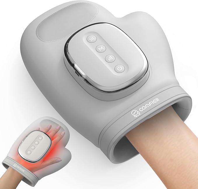 COMFIER Cordless Hand Massager for Arthritis and Carpal Tunnel, Updated Bigger Electric Hand Massager with Heat and Compression,Wrist, Finger Massage,Gifts for Women,Men